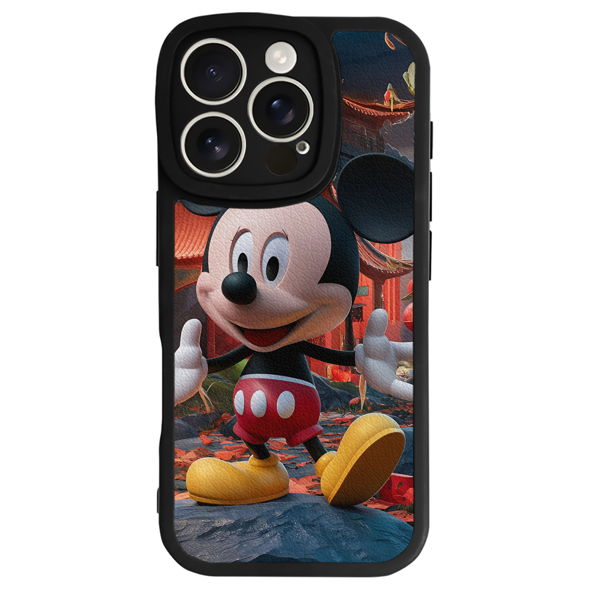 （画像用） ミッキーマウス Mickey Mouse 【iPhone 16シリーズ対応】シリコンスマホケース（レザー調） 材質：シリコン
